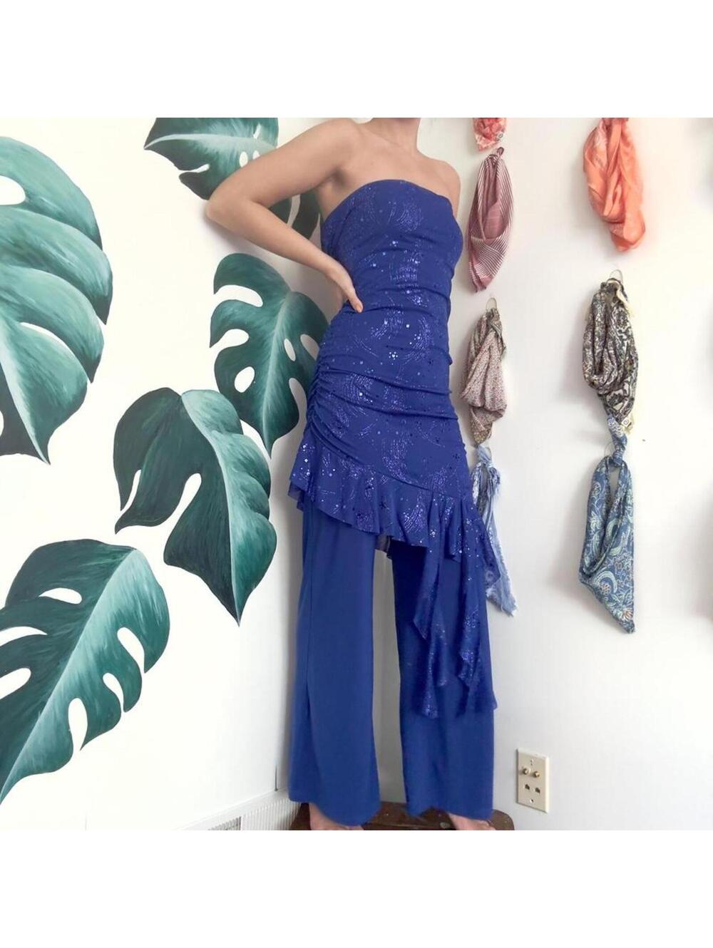 Vintage Blue Sequin Fairy Jumpsuit